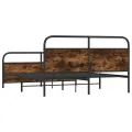 Cadre de lit en métal sans matelas chêne fumé 160x200 cm