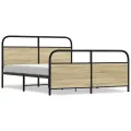 Cadre de lit en métal sans matelas chêne sonoma 150x200 cm