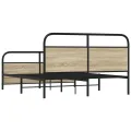 Cadre de lit en métal sans matelas chêne sonoma 150x200 cm