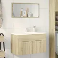 Armoire lavabo de salle de bain chêne sonoma bois d'ingénierie