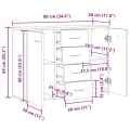 Buffet chêne artisanal 88x30x64 cm bois d'ingénierie