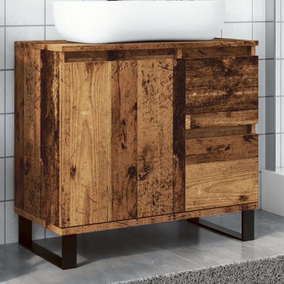 Armoire de lavabo de salle de bain vieux bois 65x33x60 cm