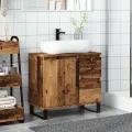 Armoire de lavabo de salle de bain vieux bois 65x33x60 cm