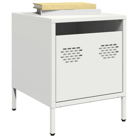 Tables de chevet 2 pcs blanc 35x39x43,5 cm acier