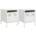 Tables de chevet 2 pcs blanc 35x39x43,5 cm acier