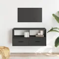 Meuble TV noir 80x31x39,5 cm bois d'ingénierie et métal