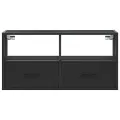 Meuble TV noir 80x31x39,5 cm bois d'ingénierie et métal