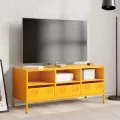 Meuble TV jaune moutarde 101,5x39x43,5 cm acier laminé à froid