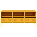 Meuble TV jaune moutarde 101,5x39x43,5 cm acier laminé à froid
