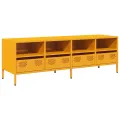 Meuble TV jaune moutarde 135x39x43,5 cm acier laminé à froid