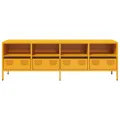 Meuble TV jaune moutarde 135x39x43,5 cm acier laminé à froid