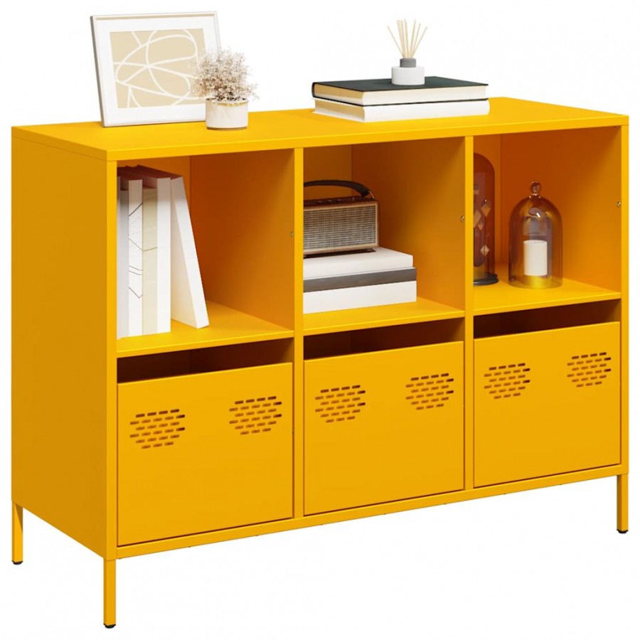 Buffet jaune moutarde 101,5x39x73,5 cm acier laminé à froid