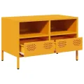 Meuble TV jaune moutarde 68x39x43,5 cm acier laminé à froid