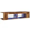 Meuble TV avec lumières LED vieux bois bois d'ingénierie