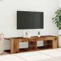 Meuble TV avec lumières LED vieux bois bois d'ingénierie