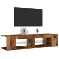 Meuble TV avec lumières LED vieux bois bois d'ingénierie