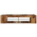 Meuble TV avec lumières LED vieux bois bois d'ingénierie