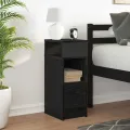 Table de chevet avec tiroir noir 25x31x66 cm