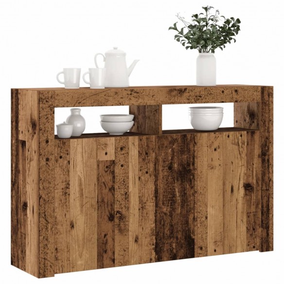 Buffet et lumières LED vieux bois 115,5x30x75cm bois ingénierie