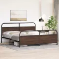 Cadre de lit en métal sans matelas chêne marron 180x200 cm