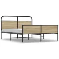 Cadre de lit en métal sans matelas chêne fumé 160x200 cm