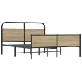 Cadre de lit en métal sans matelas chêne fumé 160x200 cm