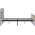 Cadre de lit en métal sans matelas chêne fumé 160x200 cm