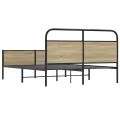 Cadre de lit en métal sans matelas chêne fumé 160x200 cm