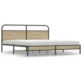 Cadre de lit en métal sans matelas chêne fumé 193x203 cm