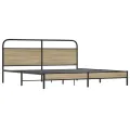 Cadre de lit en métal sans matelas chêne fumé 193x203 cm