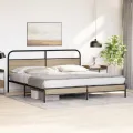 Cadre de lit en métal sans matelas chêne fumé 193x203 cm