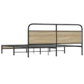 Cadre de lit en métal sans matelas chêne fumé 193x203 cm