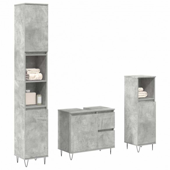 Ensemble de meubles de salle de bain 3 pcs gris béton