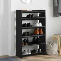 Étagère à chaussures noir 60x25x100 cm bois d'ingénierie