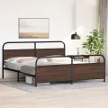 Cadre de lit en métal sans matelas chêne marron 193x203 cm