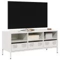 Meuble TV blanc 101,5x39x43,5 cm acier laminé à froid