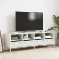 Meuble TV blanc 135x39x43,5 cm acier laminé à froid