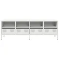 Meuble TV blanc 135x39x43,5 cm acier laminé à froid