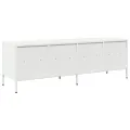 Meuble TV blanc 135x39x43,5 cm acier laminé à froid