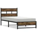 Cadre de lit en métal sans matelas chêne fumé 90x200 cm