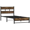 Cadre de lit en métal sans matelas chêne fumé 90x200 cm