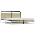 Cadre de lit en métal sans matelas chêne sonoma 180x200 cm