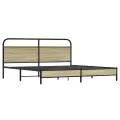 Cadre de lit en métal sans matelas chêne sonoma 180x200 cm