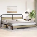 Cadre de lit en métal sans matelas chêne sonoma 180x200 cm