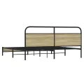 Cadre de lit en métal sans matelas chêne sonoma 180x200 cm