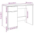 Bureau vieux bois 100x50x75 cm bois d'ingénierie