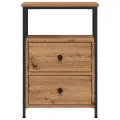 Table de chevet chêne artisanal 34x35,5x50 cm bois d'ingénierie