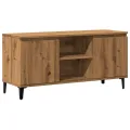 Meuble TV chêne artisanal 102x35x50 cm bois d'ingénierie
