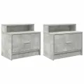 Tables de chevet avec tiroir 2 pcs gris béton 51x31x47 cm