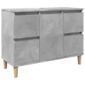 Ensemble de meubles de salle de bain 3 pcs gris béton